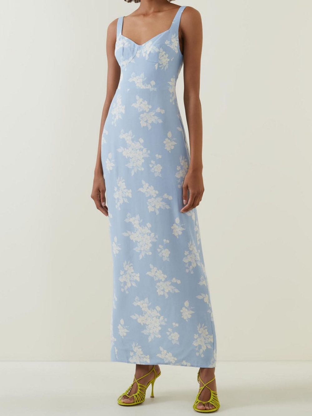 Reformation Reverie Dress Pale Blue Floral Blooms Maxi - Picture 7 of 16